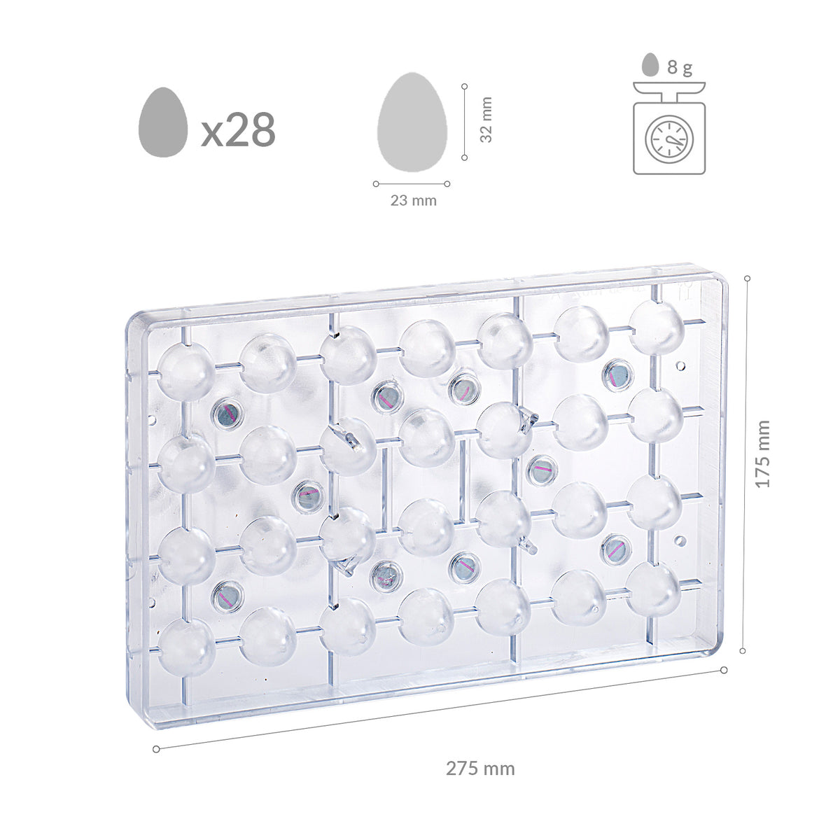 MOULE POLYCARONATE OEUF 3D AVEC AIMANTS 23X32H23MM | 28PCS
