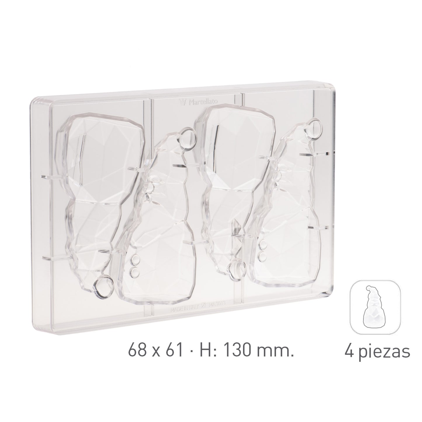 MOLDE POLICARBONATO PAPA NOEL DIAMANTE 68X61 H 130MM | 4 PZS