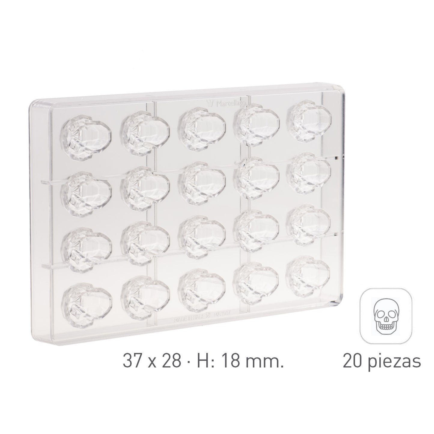 FORMA POLICARBONATO CRÂNIO DIAMANTE 37X28 H18MM | 20U