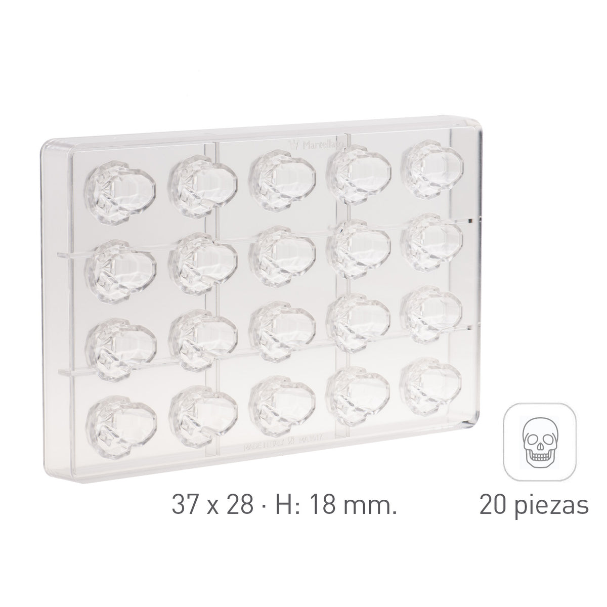 MOULE POLYCARBONATE CRÂNE DIAMANT 37X28 H18MM | 20U