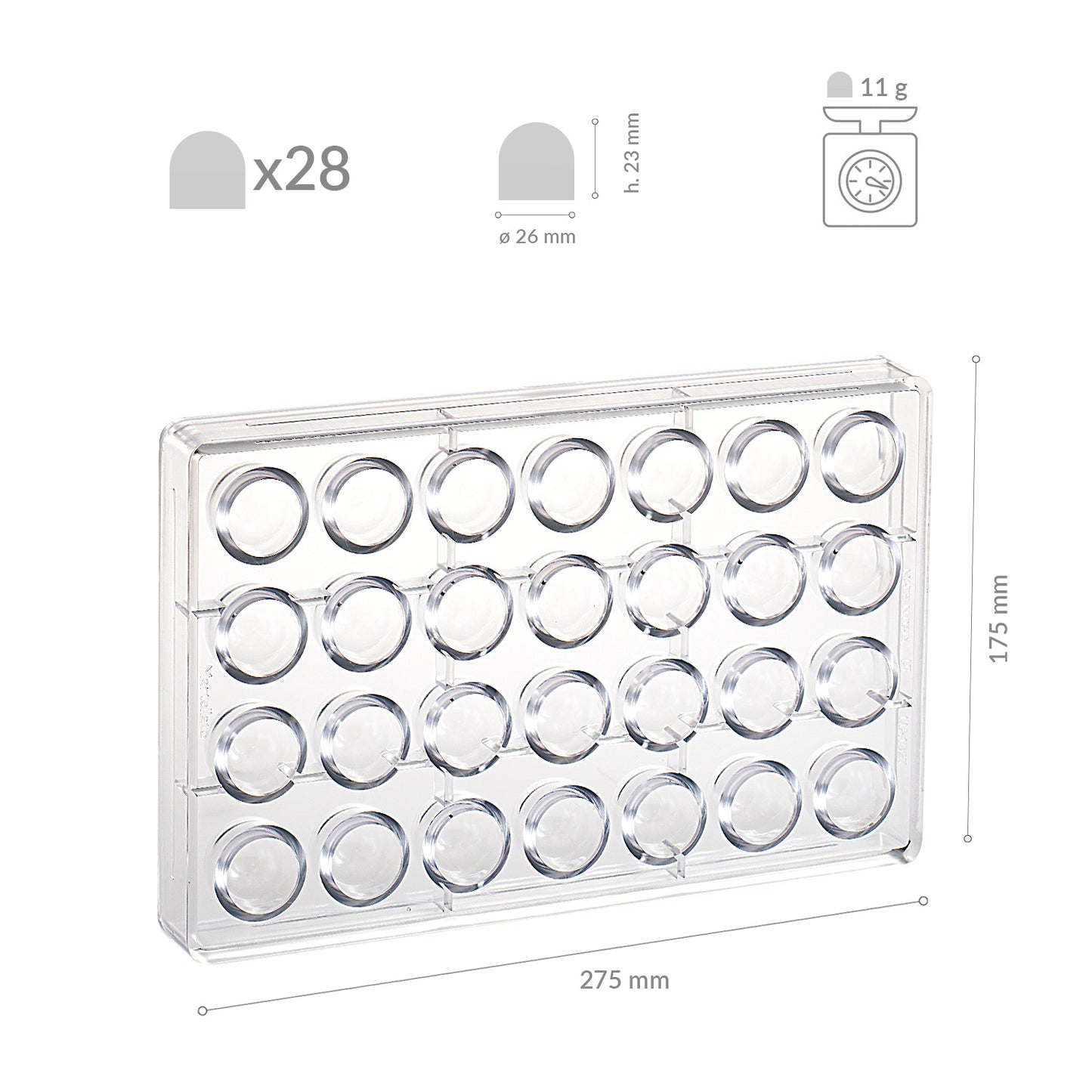 MOLDE POLICARBONATO CLASSIC BON 11GR Ø 26MM H 23MM | 28PZS