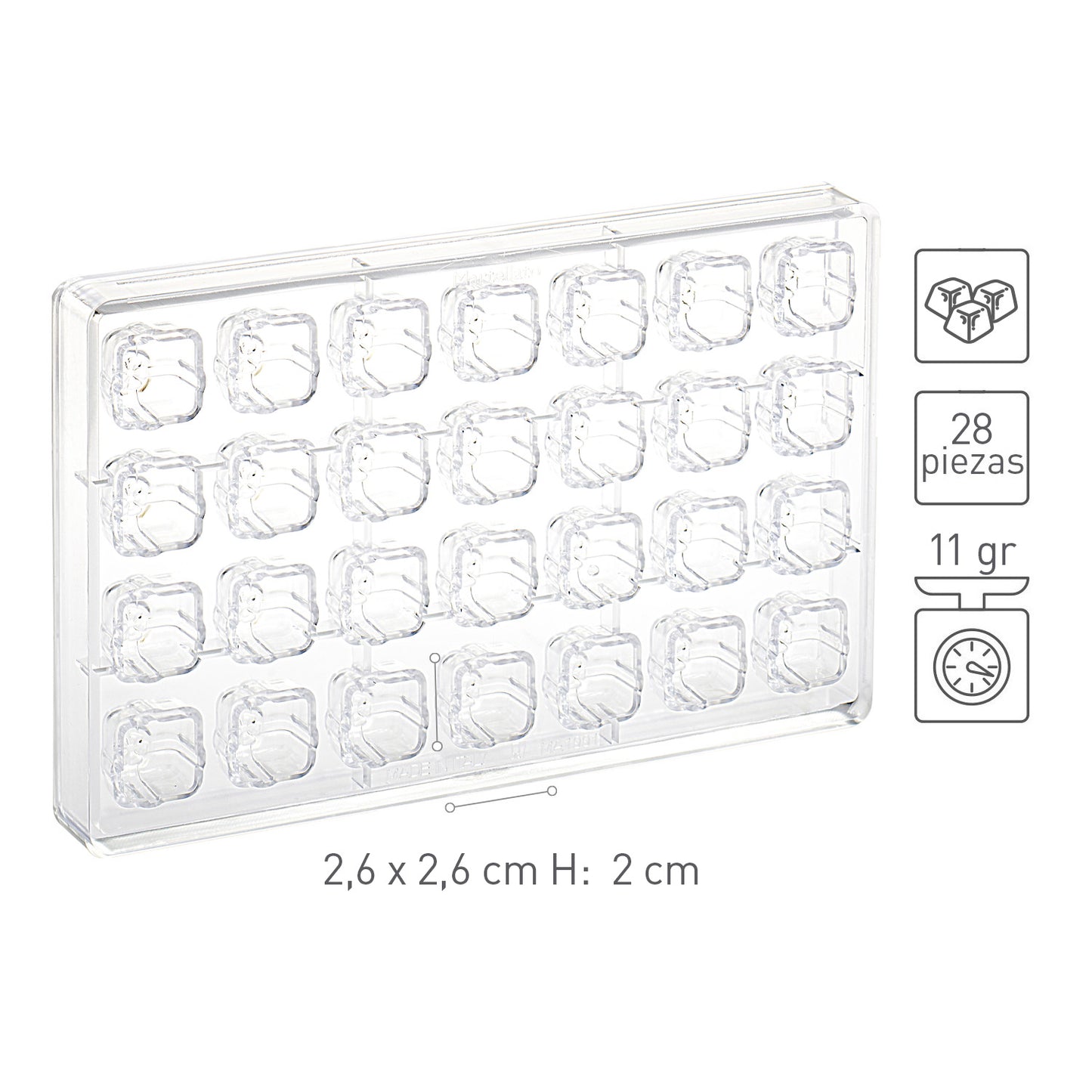 MOLDE POLICARBONATO REGALO 26X26 H20MM | 28 PIEZAS