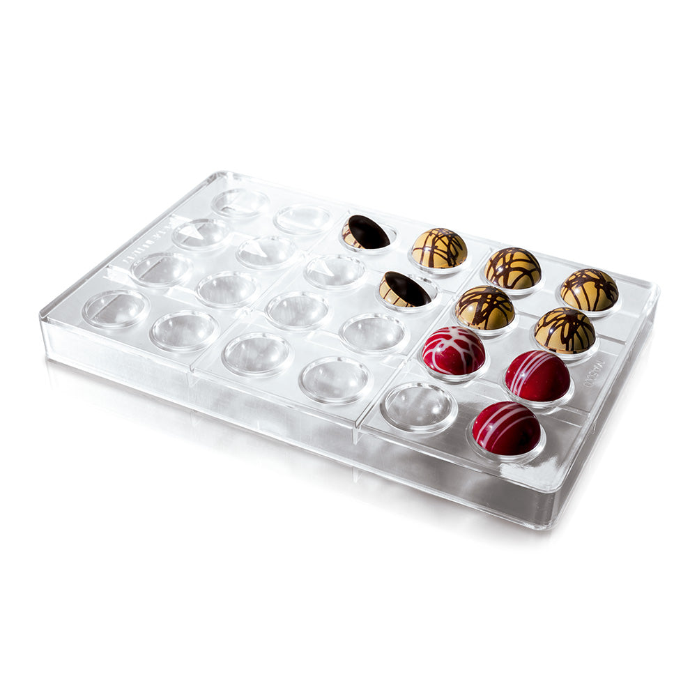 MOLDE POLICARBONATO CHOCOLATE MEDIA ESFERA 24 FORMAS Ø 30 MM