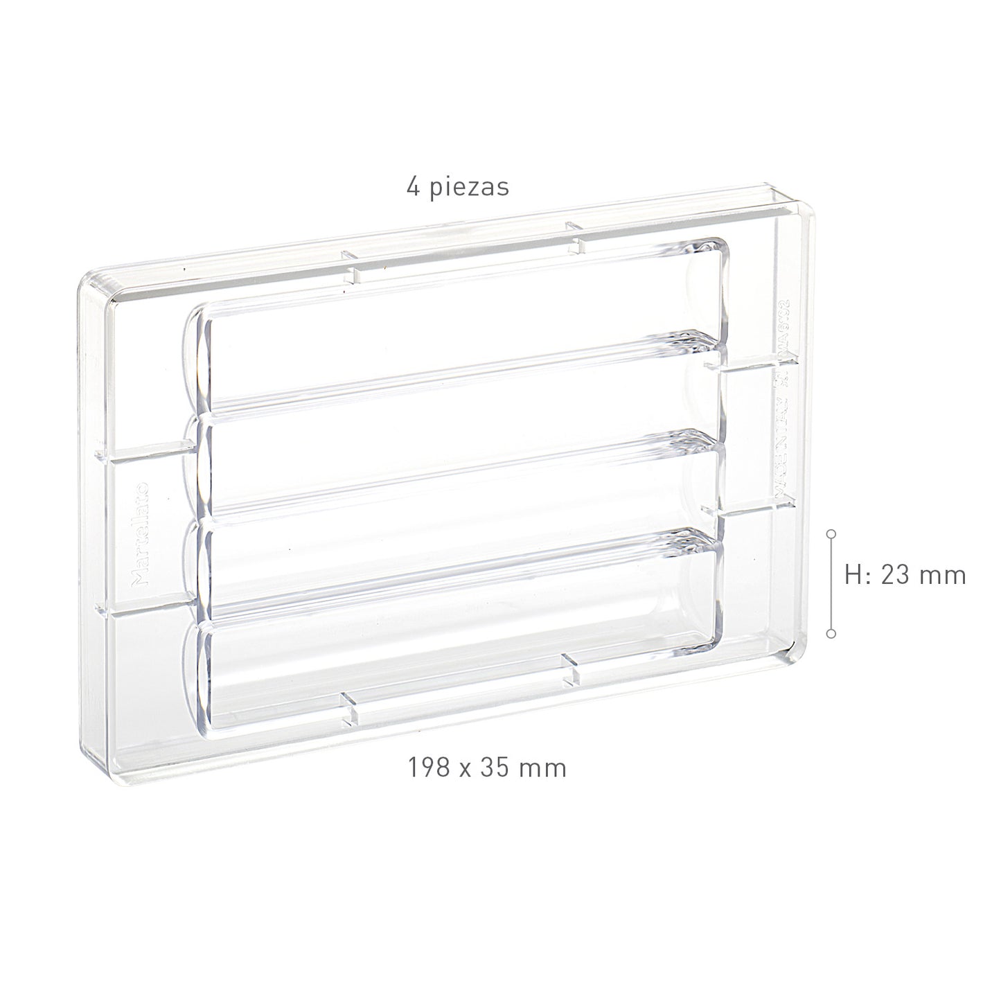 MOULE POLYCARBONATE CURVY 198X35 H23MM 4 PCS