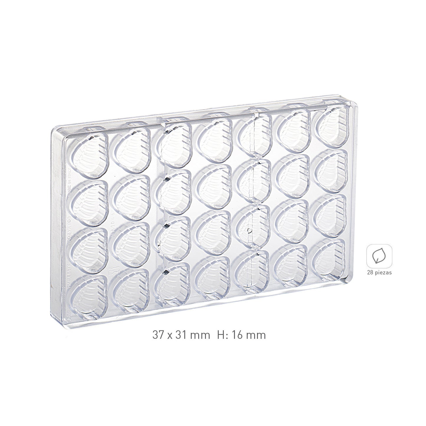 MOLDE POLICARBONATO PRALINE 37X31 H16MM | 28 PIEZAS