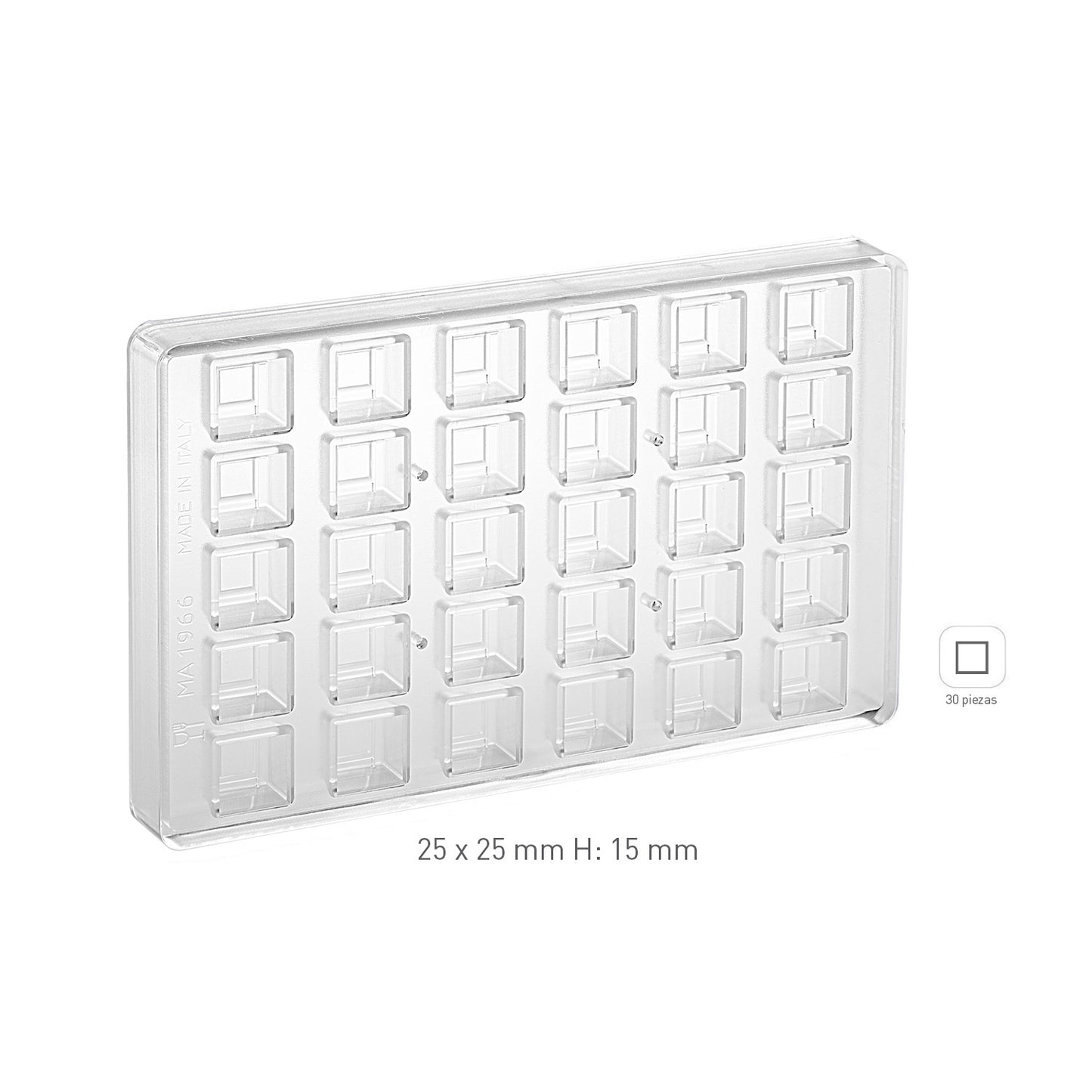 MOLDE POLICARBONATO PRALINE 25X25MM H15MM | 30 PIEZAS