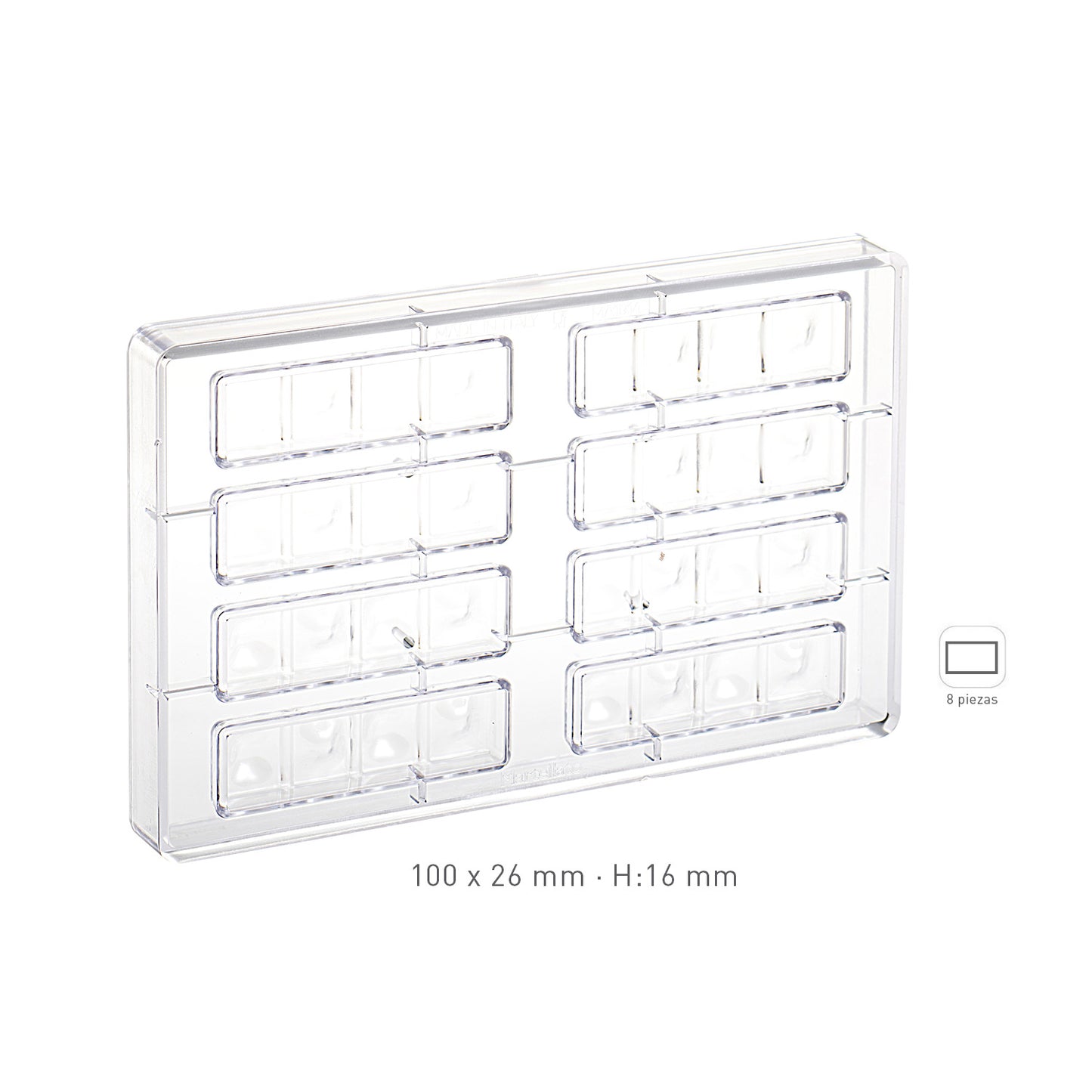 MOLDE POLICARBONATO SNACK 100X26MM H16MM | 8 PIEZAS
