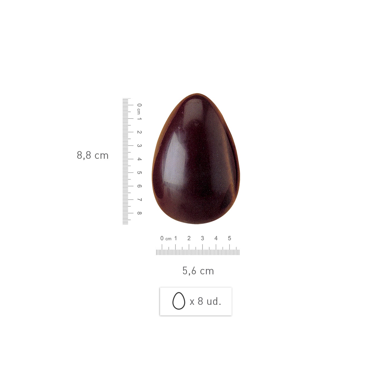 MOLDE POLICARBONATO 8 FORMAS HUEVO PASCUA 50G 88X56MM