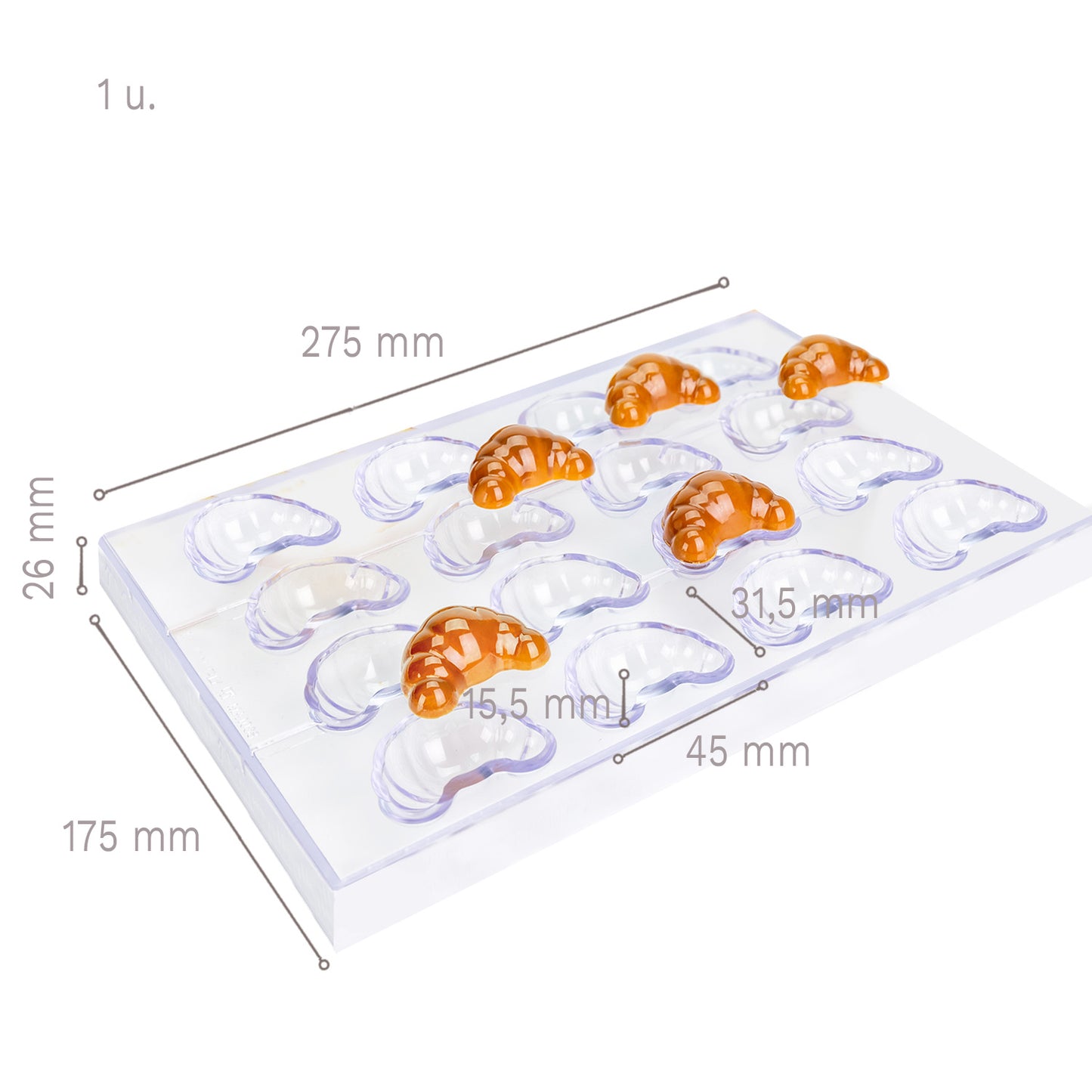 MOLDE POLICARBONATO 275 X 175 X 26 MM CROISSANT - 16 PZS