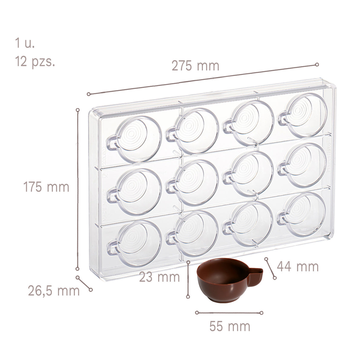 STAMPO IN POLICARBONATO TAZZA DA CAFFÈ 3D 275 X 175 X 26,5 M
