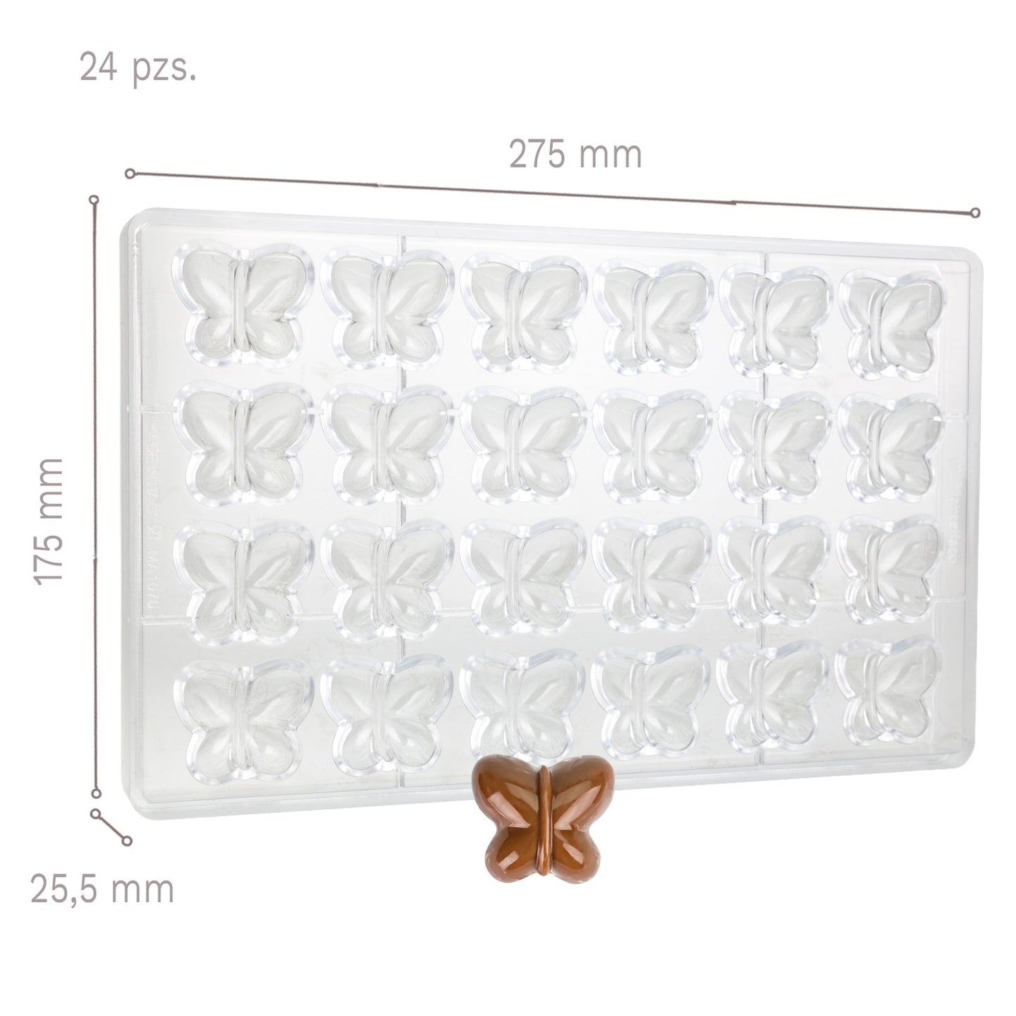 MOLDE DE POLICARBONATO BORBOLHA - 275X175X25,5MM - 24 PZ