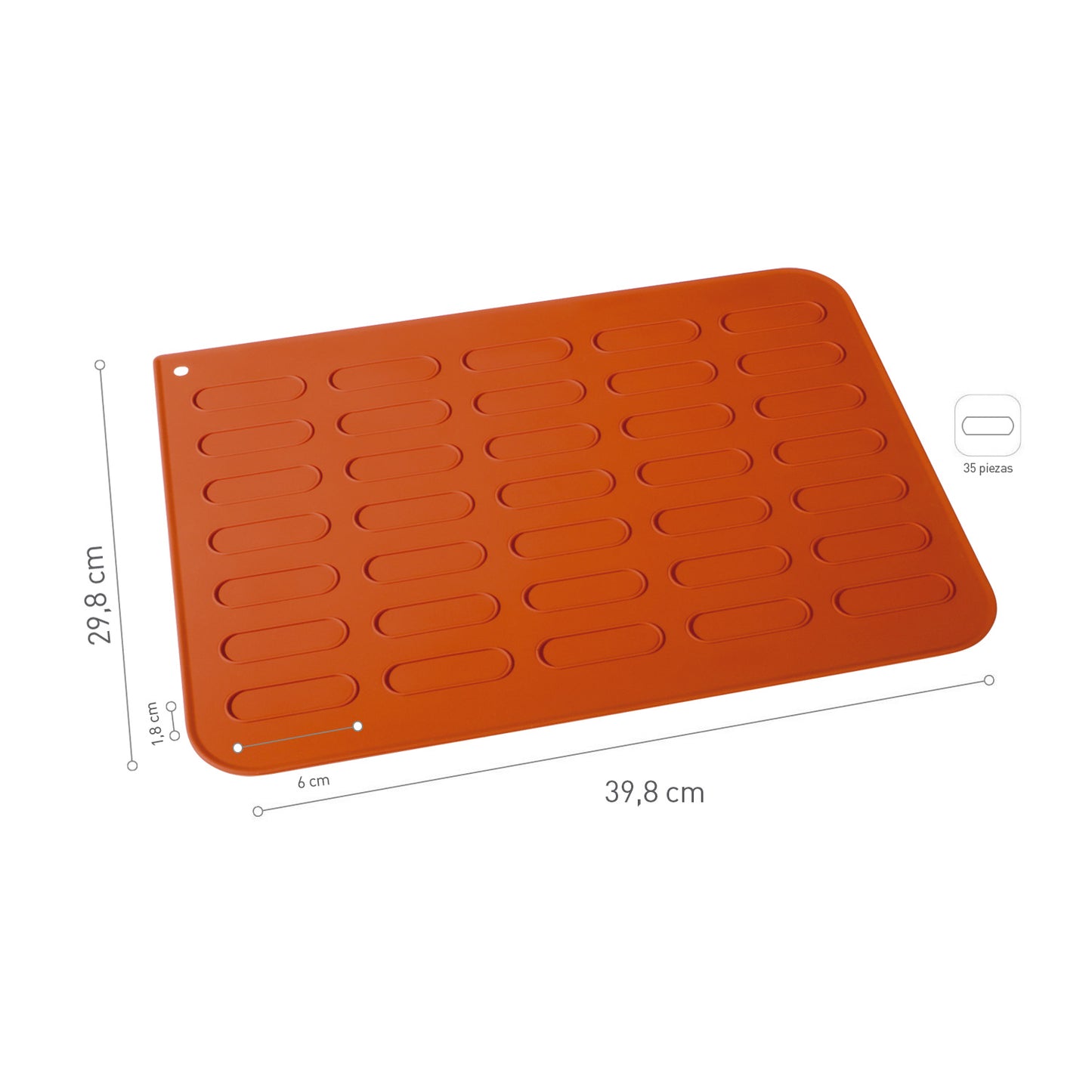 TAPETE SILICONA MINI ECLAIR 30X40CM | 35 PIEZAS 18X60MM
