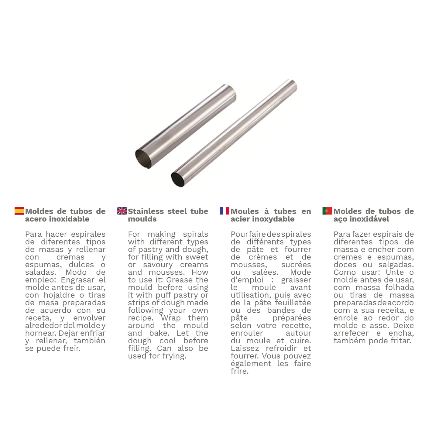 MOLDE TUBO ACERO INOX Ø 22 X 140MM