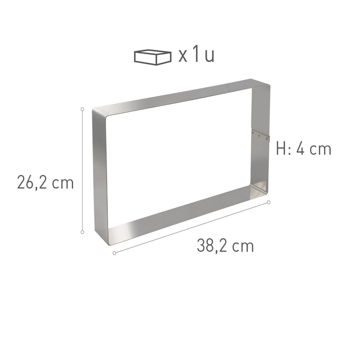 MOULE RECTANGULAIRE EN ACIER INOXYDABLE. 38.2X26.2H4CM