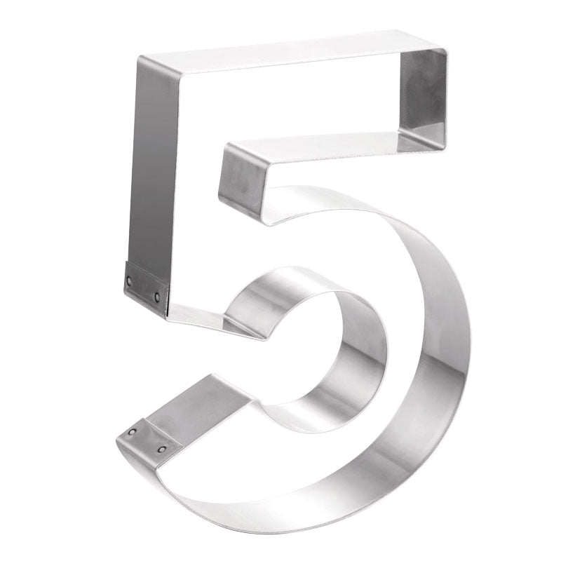 MOLDE ACERO INOX TARTA NÚMERO CINCO 20 x 16 x 4 CM