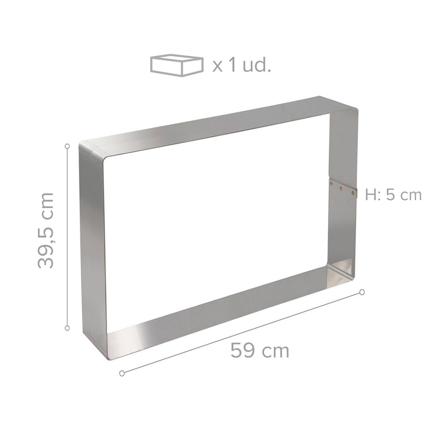STAMPO RETTANGOLARE IN ACCIAIO INOX 59 x 39,5 X H 5 CM