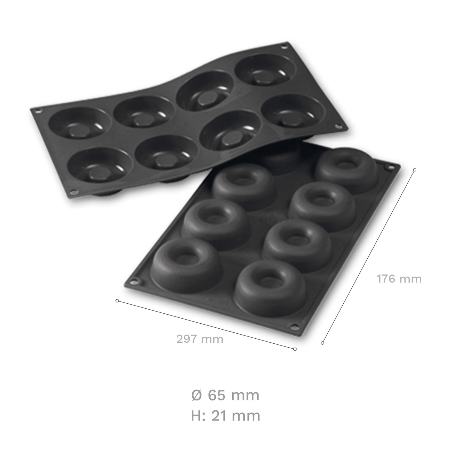 MOLDE SILICONA PARA 8 SAVARINS Ø 65 MM H 21 MM