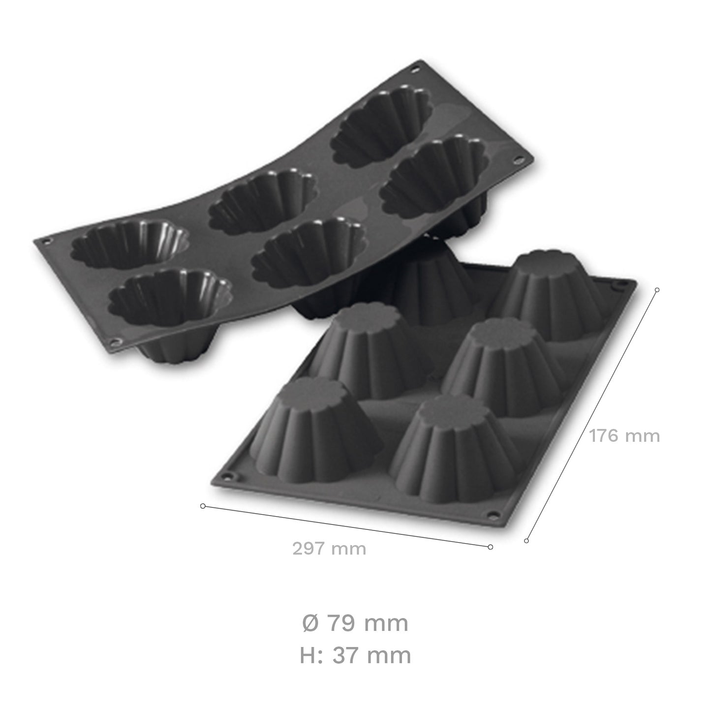 MOLDE SILICONA PARA 6 BRIOCHES Ø 79 MM H 37 MM