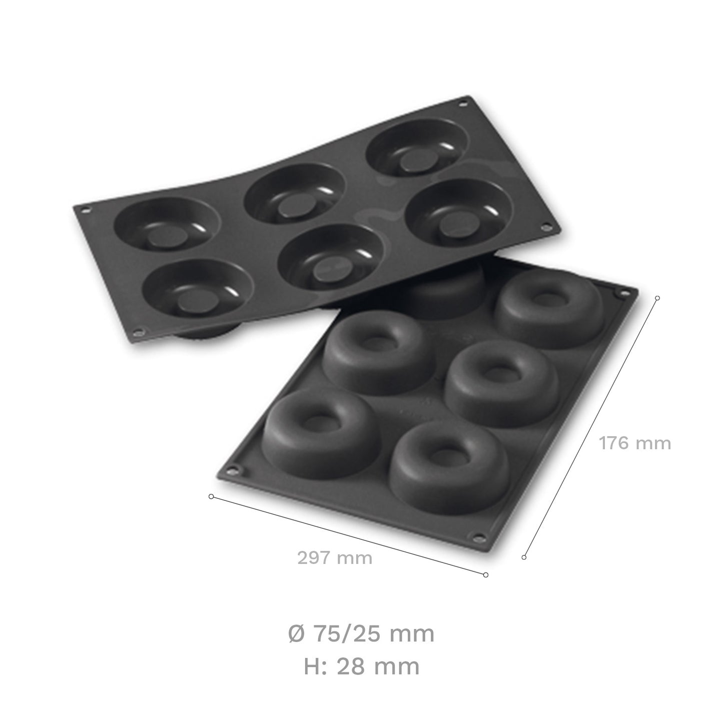 MOLDE SILICONA PARA 6 DONUTS Ø 75 MM H 25 MM
