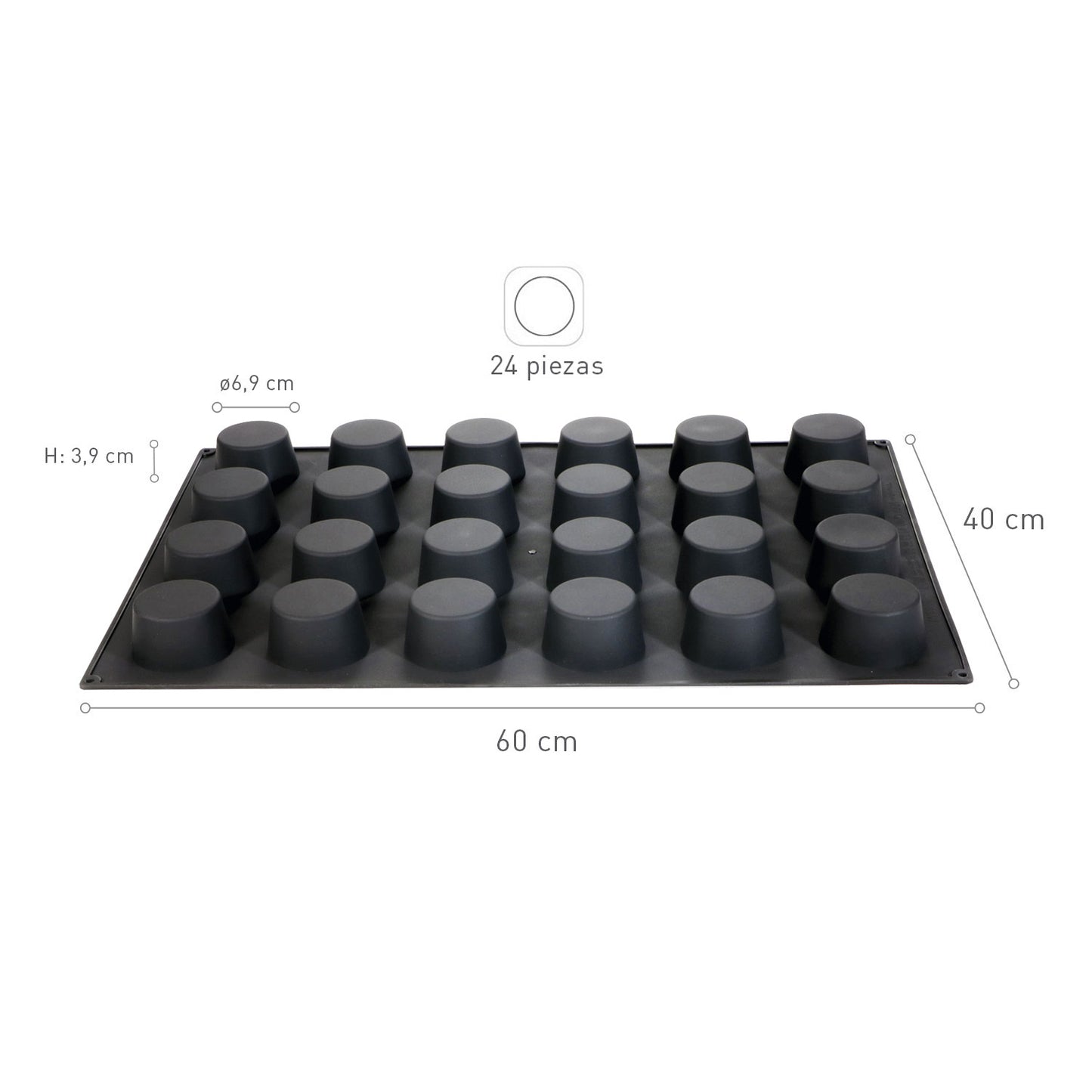MOLDE SILICONA 24 MUFFINS Ø 69MM H39MM | 60X40CM