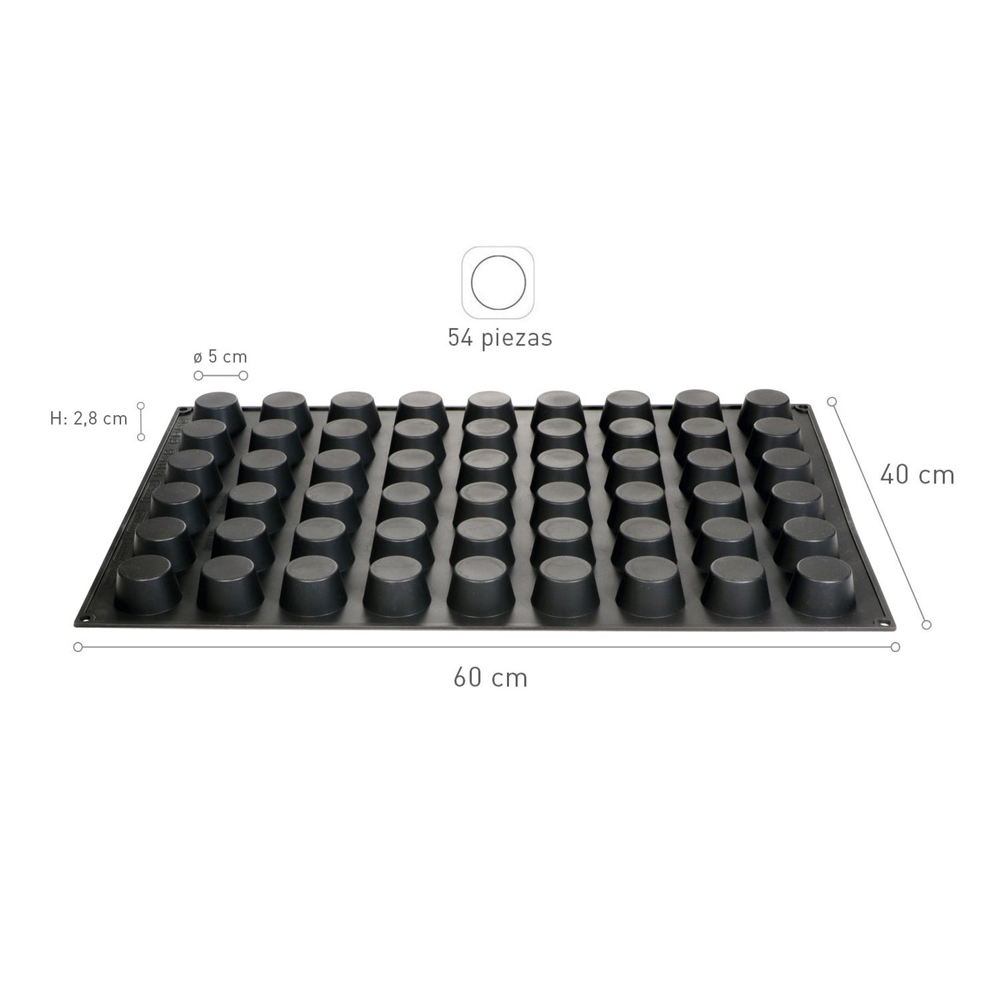 MOLDE SILICONA 54 MINI MUFFINS Ø 50MM H28MM | 60X40CM