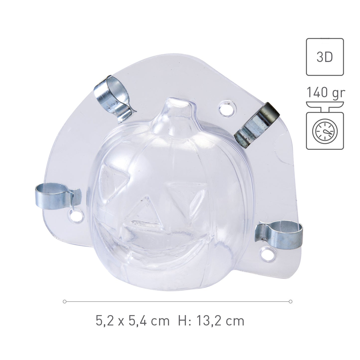 MOLDE PLASTICO TERMOFORMADO CALABAZA 3D 52X54 H132MM