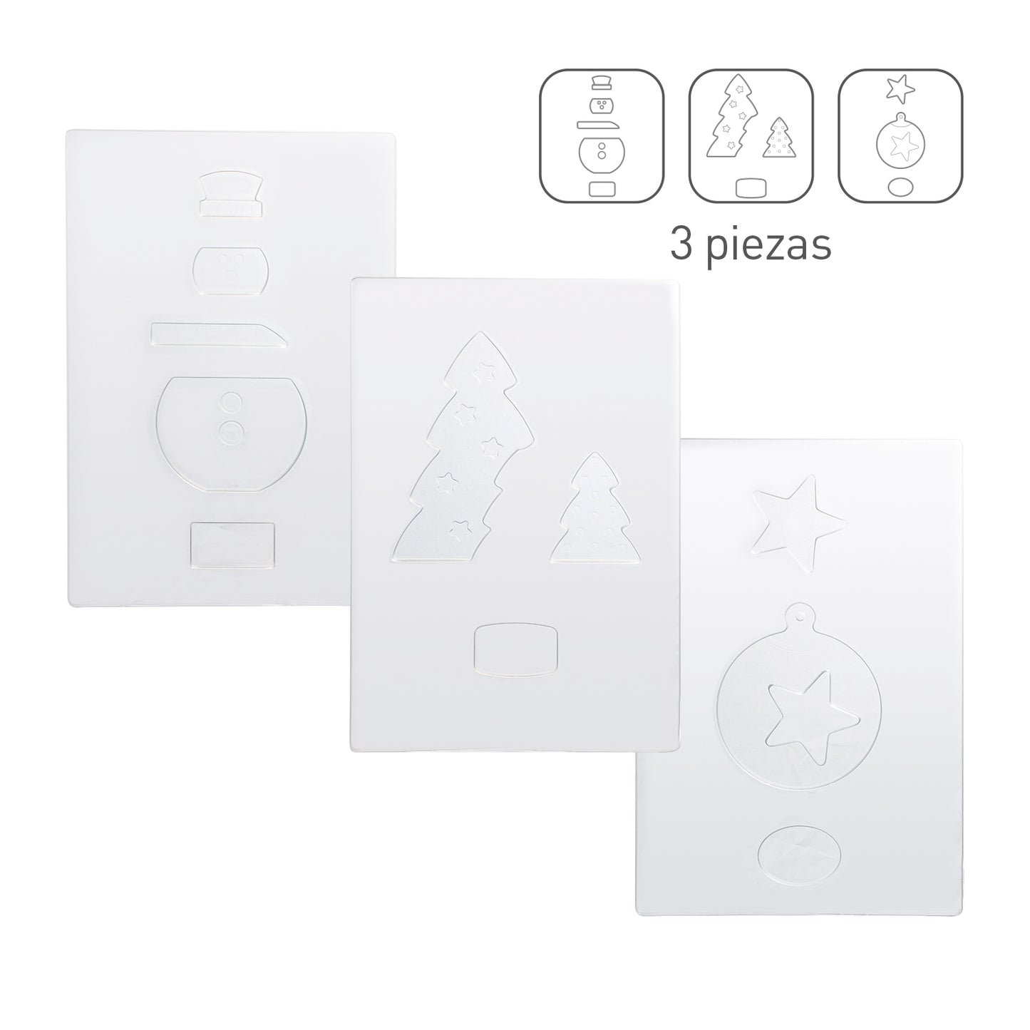 KIT PLÁSTICO TERMOFORMADO 3 PIEZAS NAVIDAD 80GR