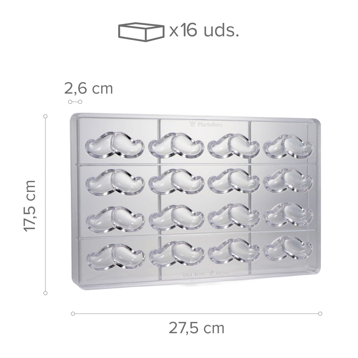 POLYCARBONATE MOULD BIGOT - 16 PIECES - 275 x 175 x 26 MM