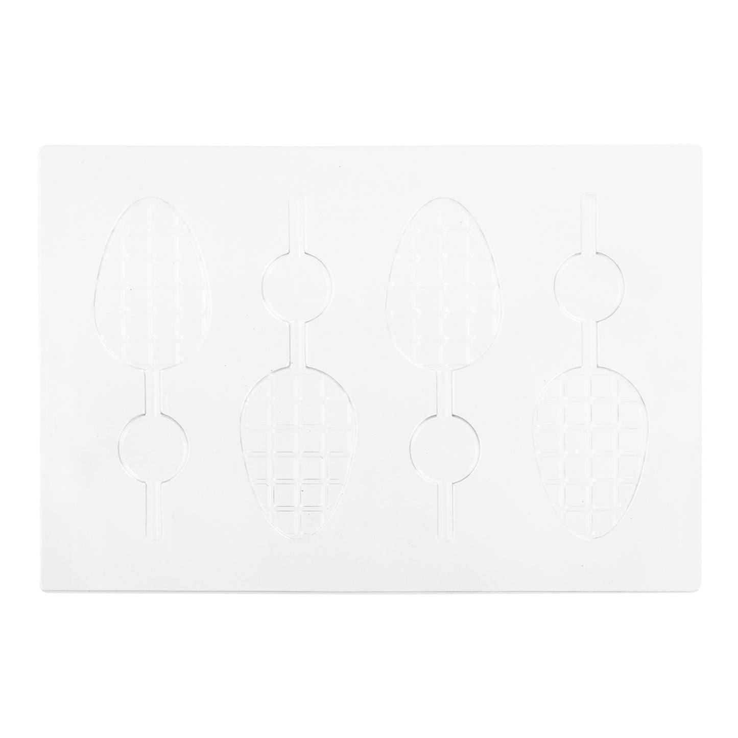 KIT 2 MOLDES PLÁSTICO PIRULETAS CHOCOLATE HUEVO 52X77XH9MM