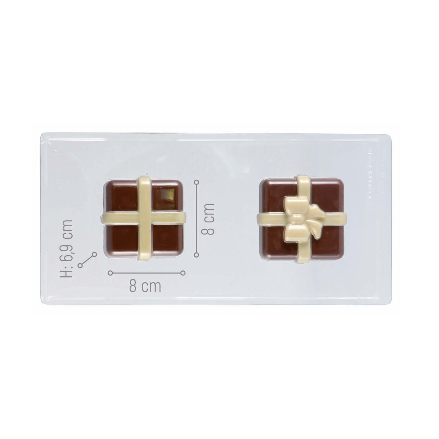 KIT 2 MOLDES PLÁSTICO TERMOFORMADO CAJA REGALO 80X80H69MM