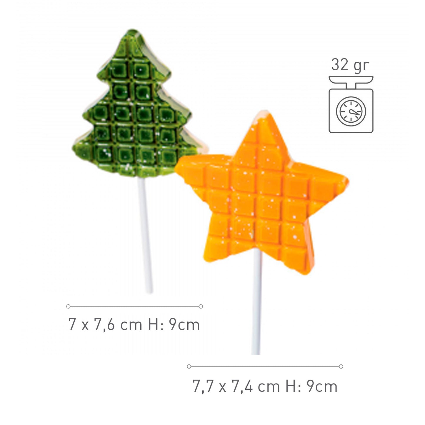 2 MOULES PLASTIQUE SUCETTES CHOCOLAT ARBRE ET ÉTOILE | 4U