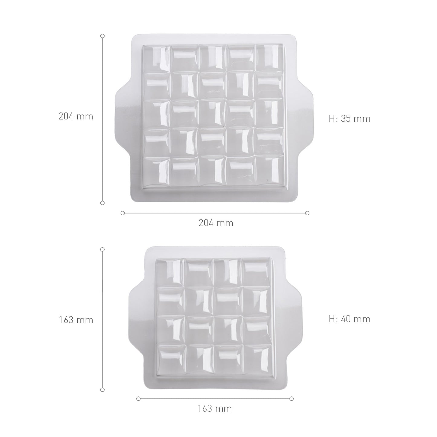 KIT 2 MOULES PLASTIQUE SEMI FROID CARRE GRAND / PETIT