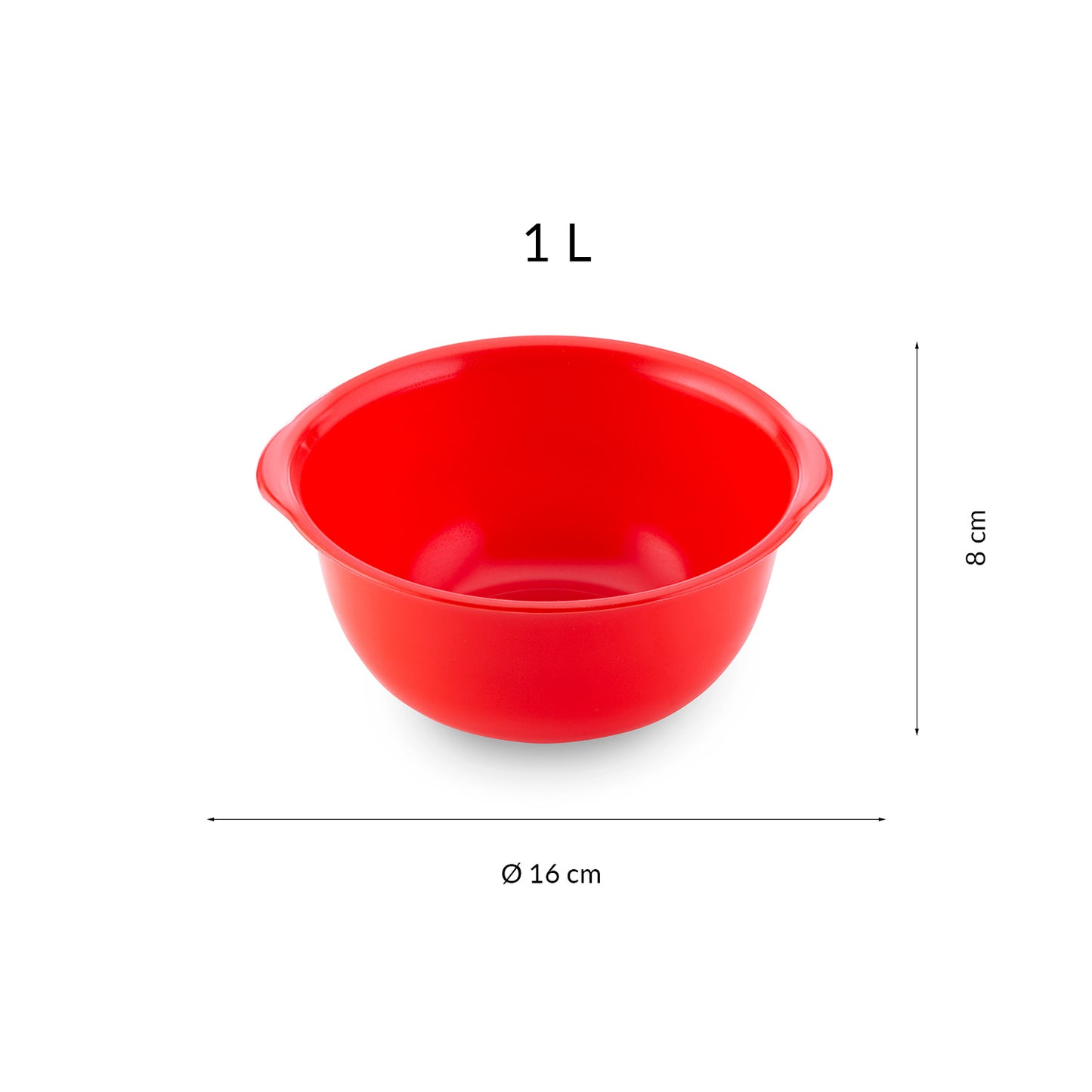 BOL PLASTIQUE ROUGE EASY GRIP | 1L Ø 16CM H 8CM