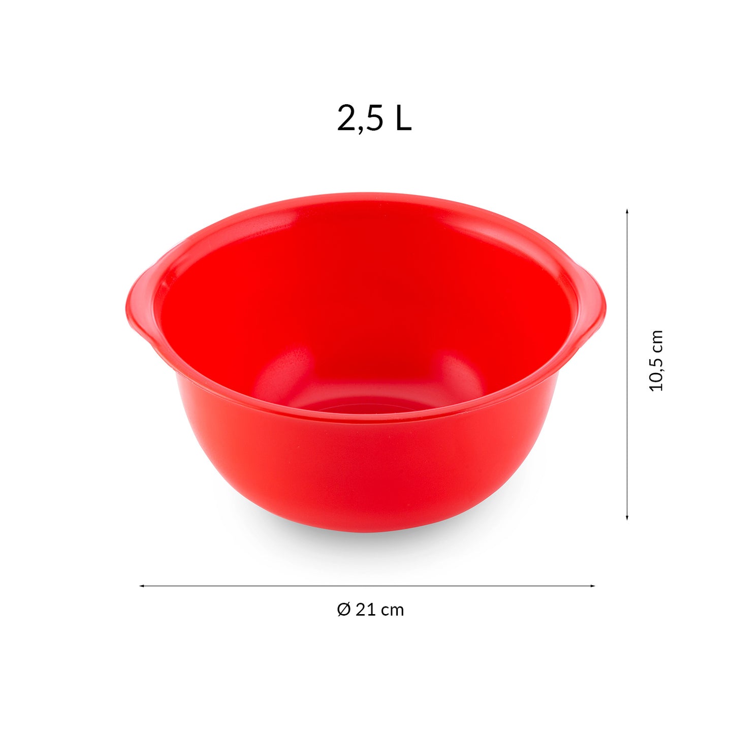 BOL PLASTIQUE ROUGE EASY GRIPE | 2.5L Ø 21CM H 10.5CM