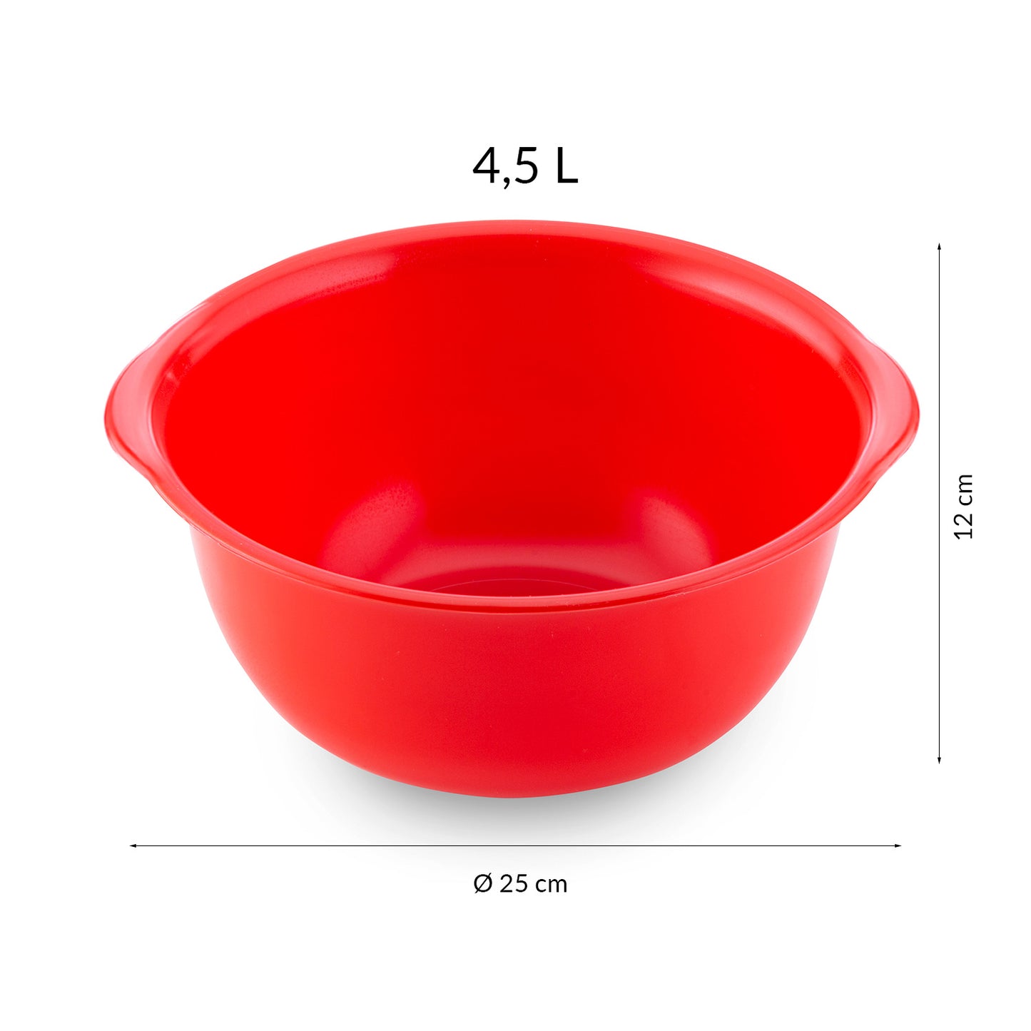 BOL PLASTIQUE ROUGE EASY GRIP | 4.5L Ø 25CM H 12CM
