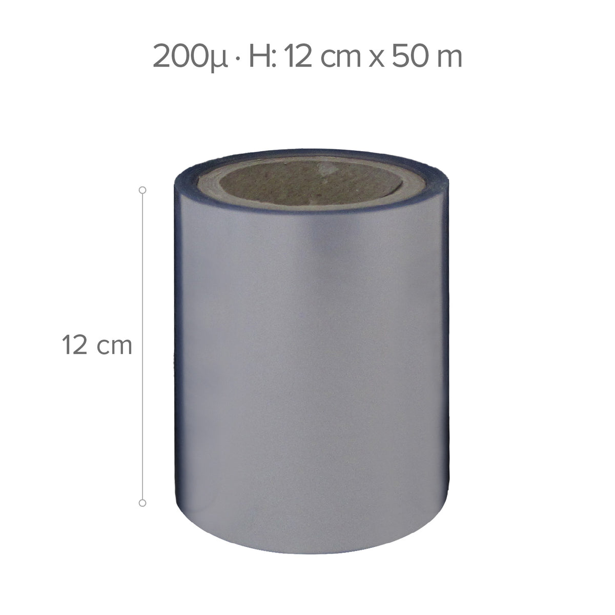 PVC ROLLO TRANSPARENTE – 50 M – H12 CM – 200µ (ACETATO)