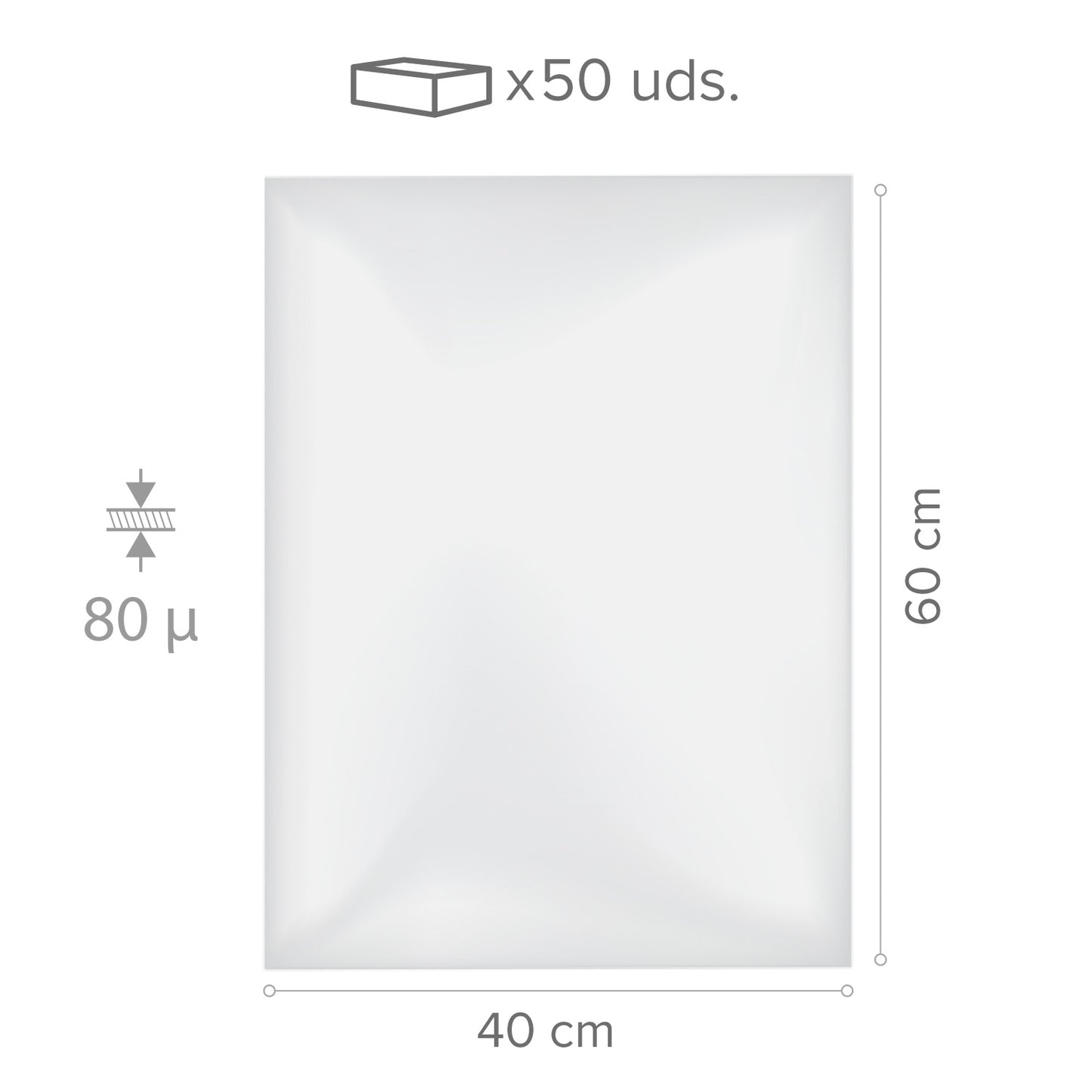 FEUILLES D'ACÉTATE PVC 60X40CM -80 µ - 50 UNITÉS