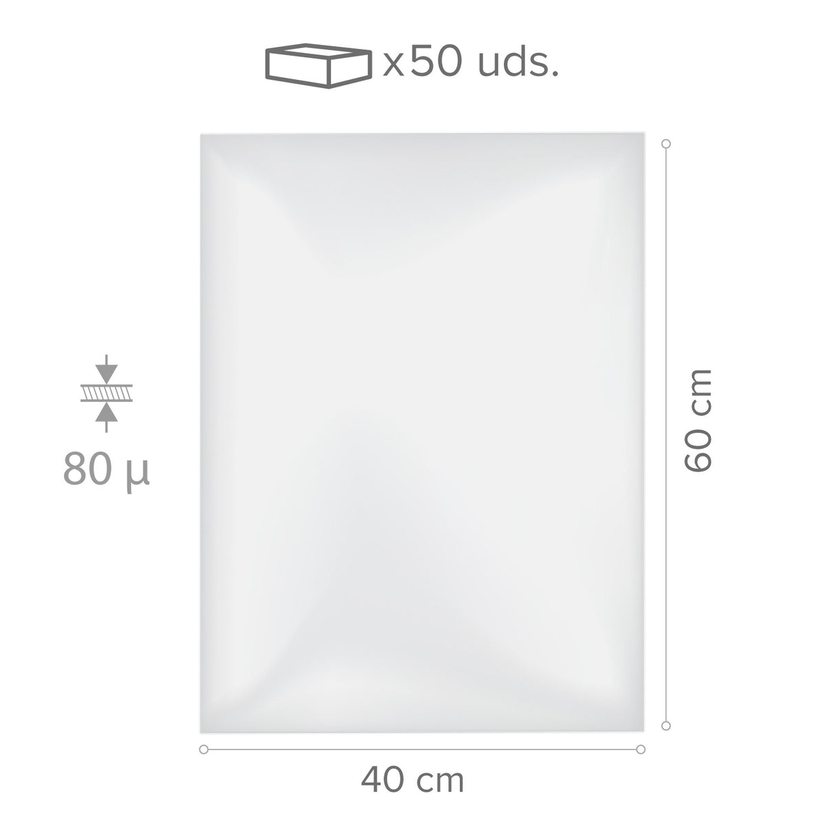 FEUILLES D'ACÉTATE PVC 60X40CM -80 µ - 50 UNITÉS