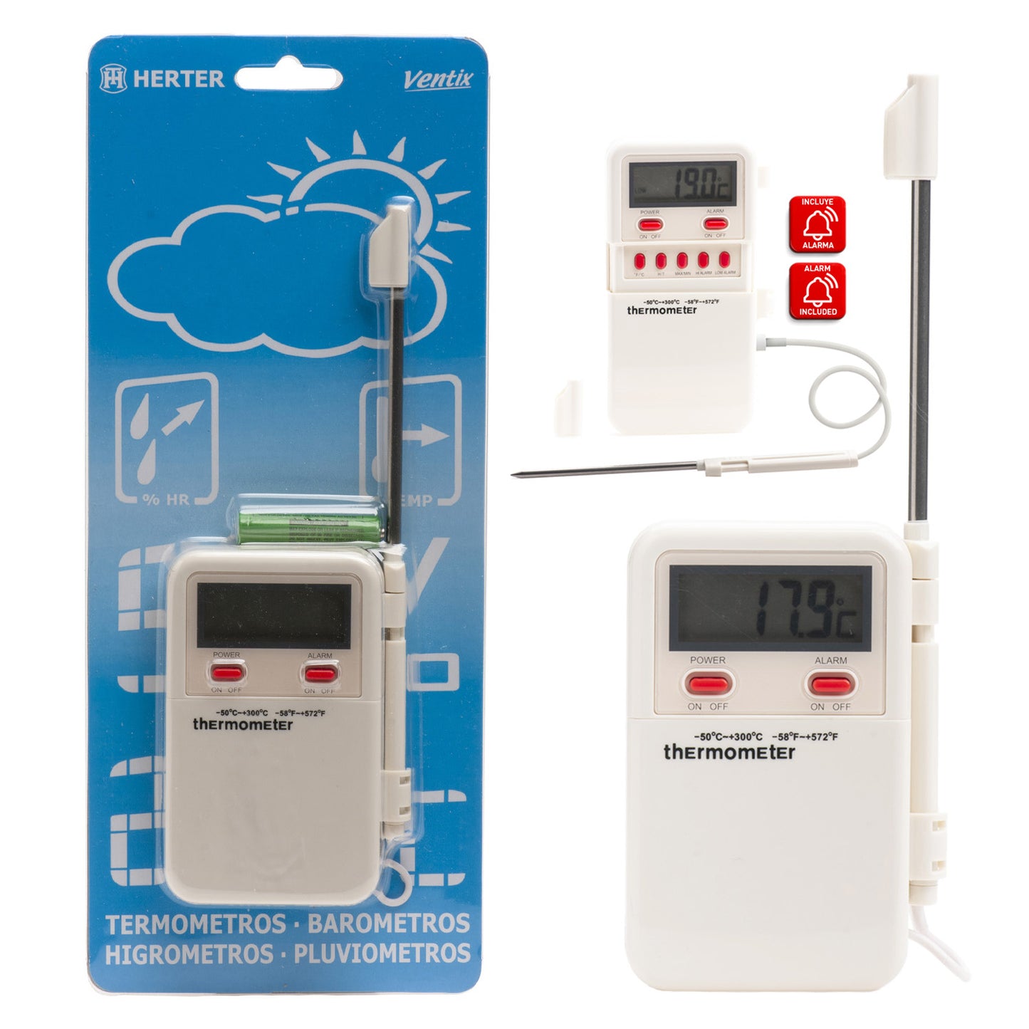THERMOMÈTRE NUMÉRIQUE AVEC ALARME -50ºC +300ºC