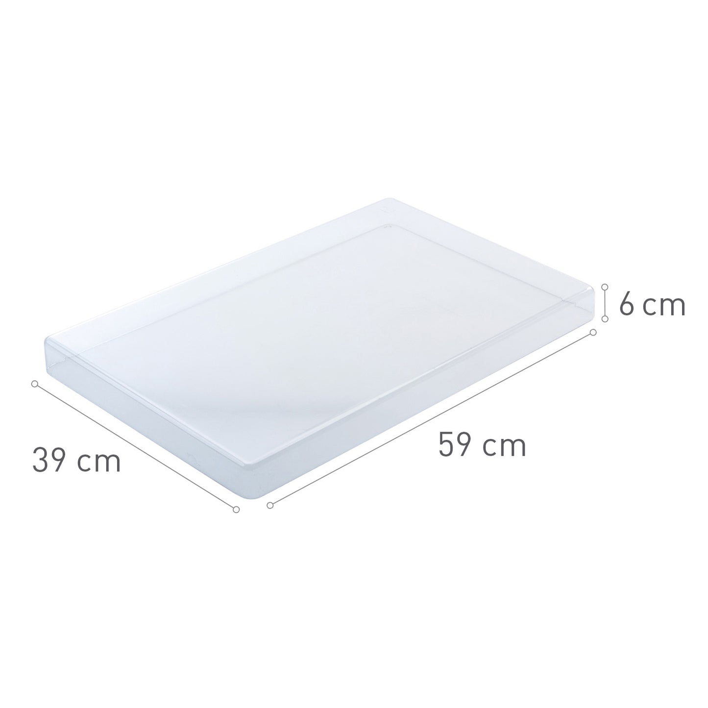 TRANSPARENT PLASTIC COVER FOR PASTRY TRAY 59 x 39 x 6 CM