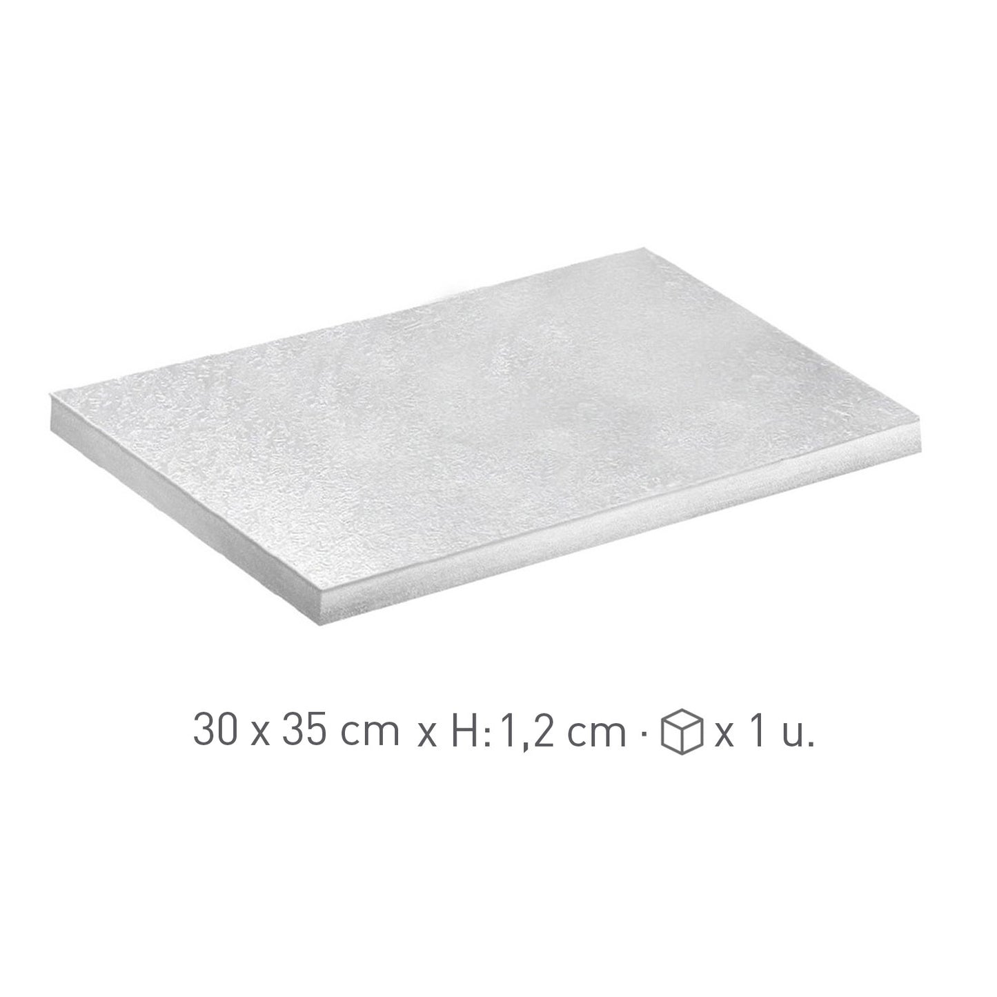 BASE DE TARTA RECTANGULAR PLATEADA 30X25 CM H1.2CM