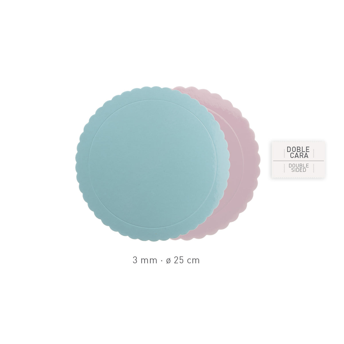 PLATO REDONDO PARA TARTA ONDULADO AZUL / ROSA 3MM Ø 25CM