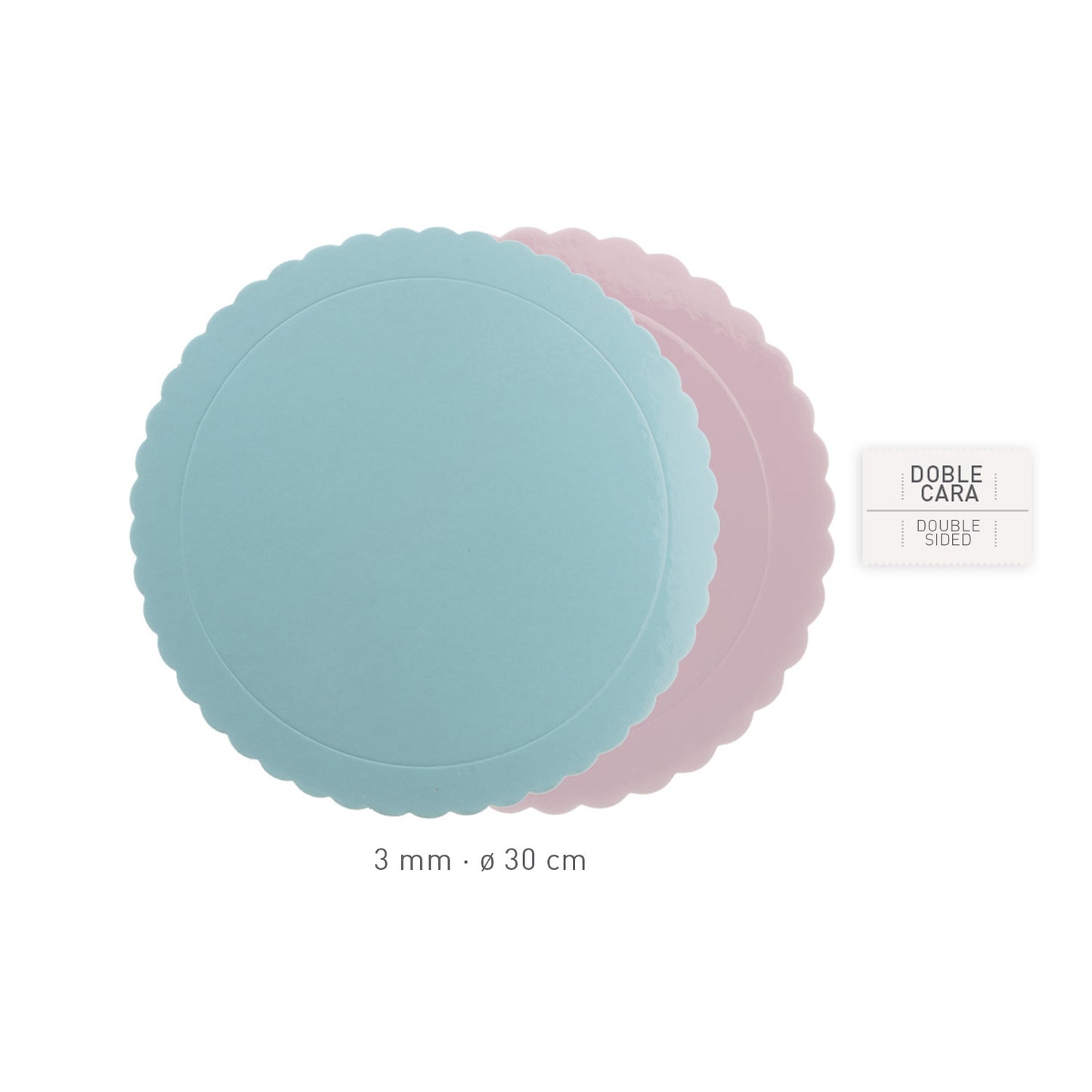 BASE DE GATEAU RONDE BLEU / ROSE 3MM Ø 30CM