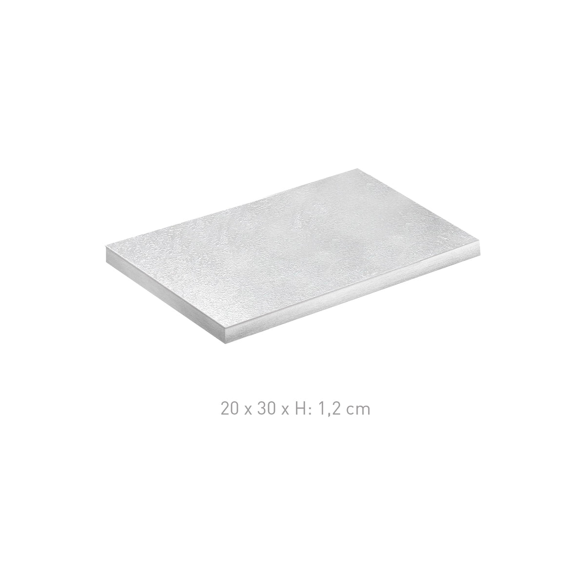 RECTANGULAR CAKE BASE SILVER 20X30H1.2CM