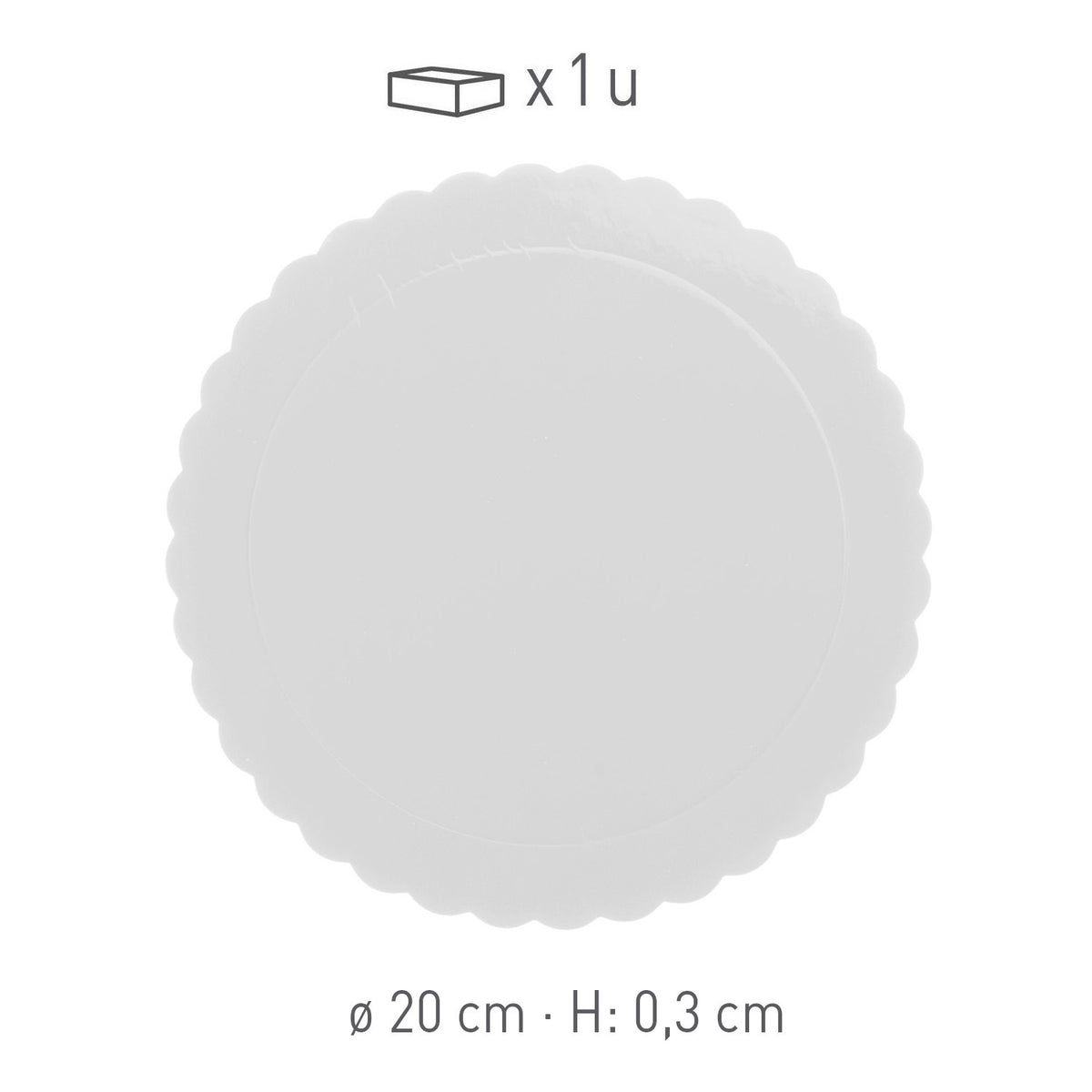 SCALLOPED CAKE BOARD WHITE 3 MM 20CM