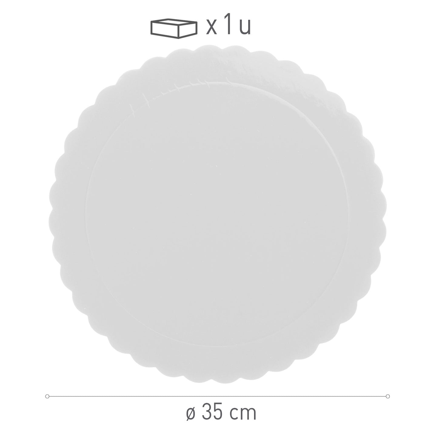 PLATO REDONDO PARA TARTA ONDULADO BLANCO 3 MM 35CM