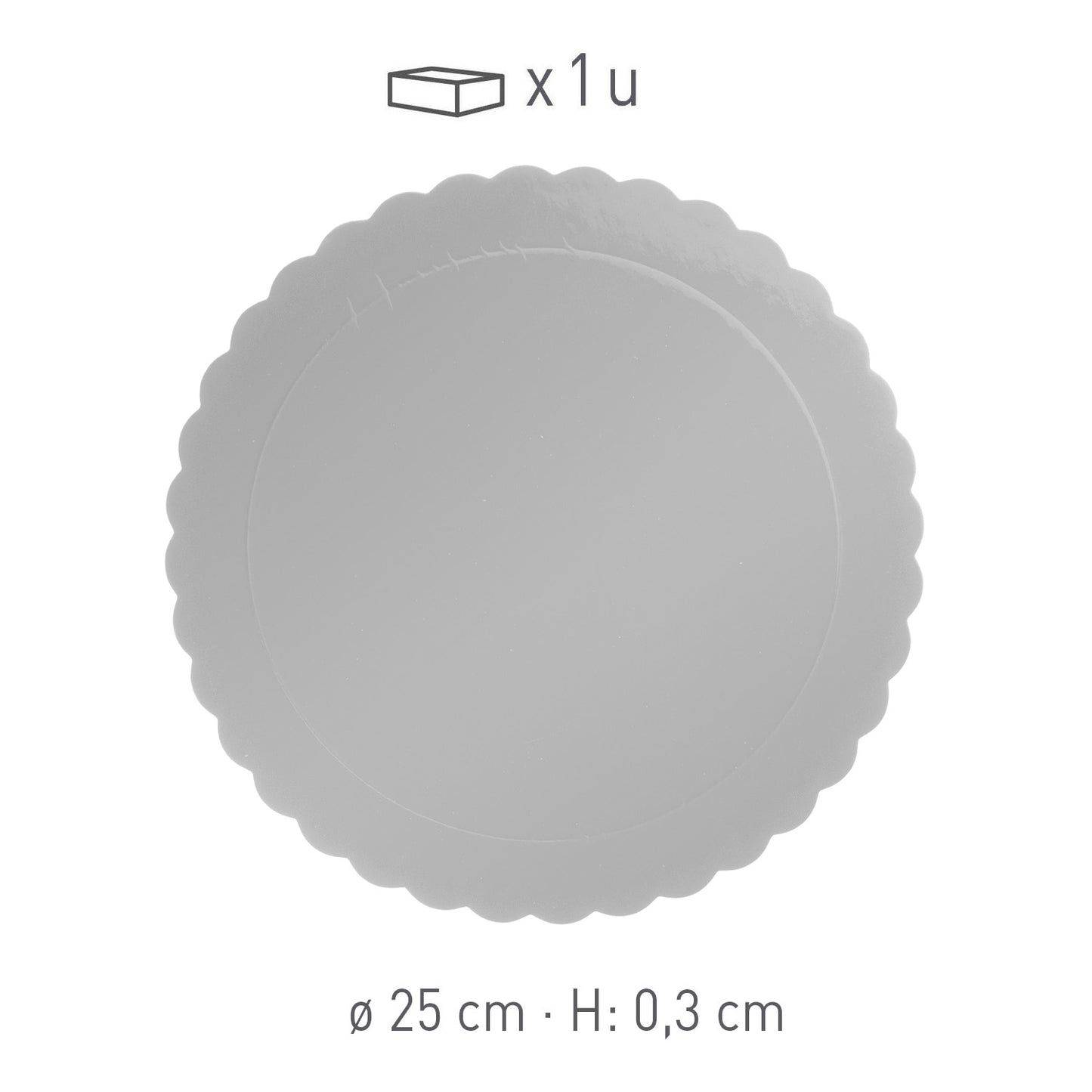 PIATTO ROTONDO ONDULATO D'ARGENTO 3MM 25CM
