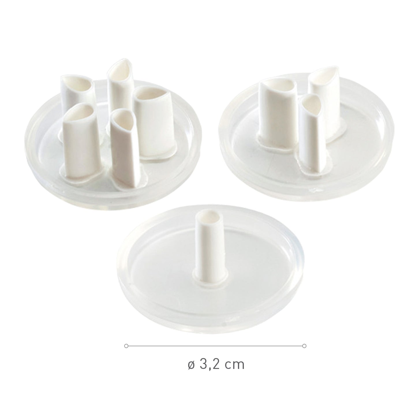 CORTAPASTAS DE FONDANT 1 ,3 Y 5 PÉTALOS