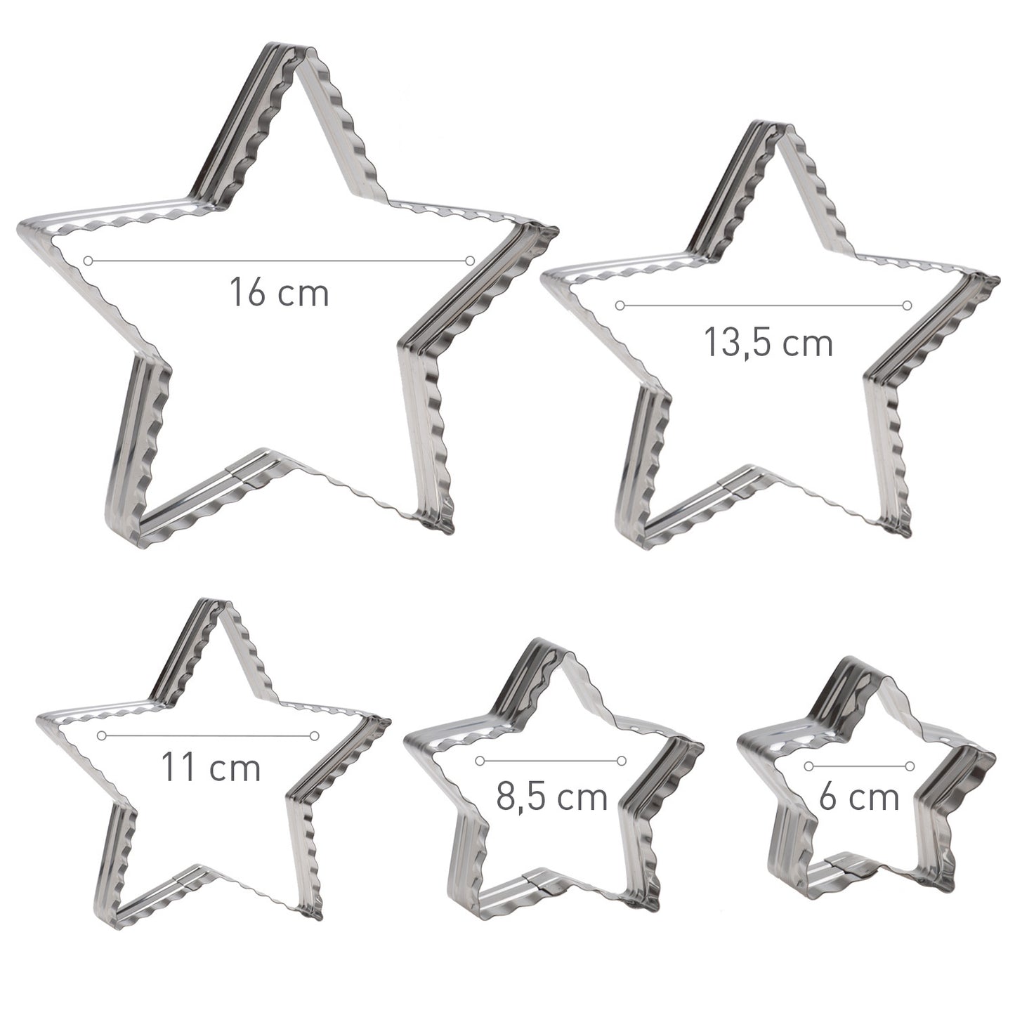 SET CORTAPASTAS ACERO INOX | ESTRELLA 5 MEDIDAS