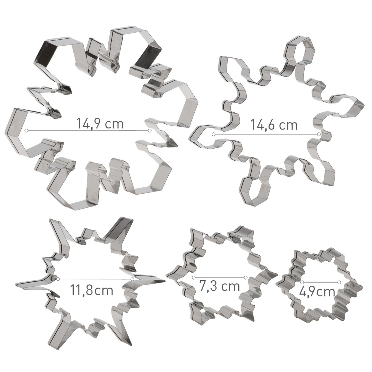 SET CORTAPASTAS ACERO INOX | COPOS DE NIEVE 5 PIEZAS SURTIDA